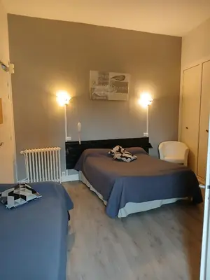 Un ou plusieurs lits dans un hébergement de l'établissement Hôtel les Platanes