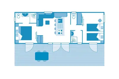 Plan de l'établissement Cottage 4p 2Bdrms AirConPremium