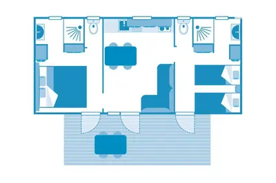 Plan de l'établissement Cottage 4p 2Bdrms AirCon