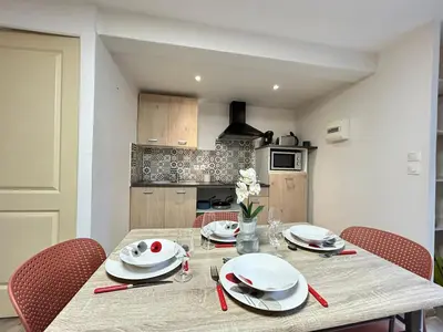 Cuisine ou kitchenette dans l'établissement Le Cocon, au calme