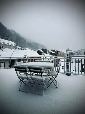 L'établissement Dernier étage et jardin suspendu face au Sancy en hiver