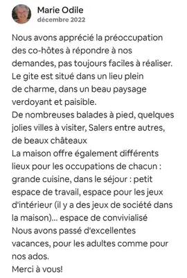 Plan de l'établissement maison au coeur du Cantal