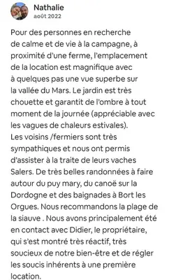 Plan de l'établissement maison au coeur du Cantal