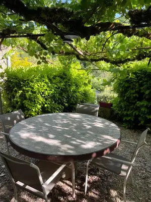 Jardin de l'établissement Les Pieds dans l'eau, Gîte Le Blagour