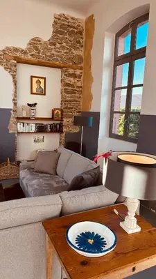 Coin salon dans l'établissement Villa De Vacances l'Ancienne Ecole Troche