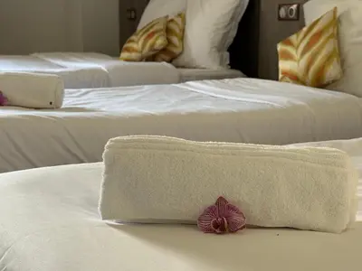 Un ou plusieurs lits dans un hébergement de l'établissement Le Victor Hugo - Hôtel et Restaurant - Logis Hôtels