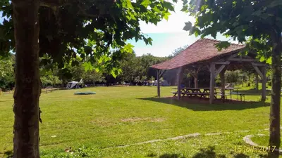 Jardin de l'établissement Camping la Jaurie hébergements