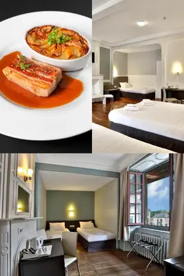 Un ou plusieurs lits dans un hébergement de l'établissement Logis Hotel Auberge Dupuytren