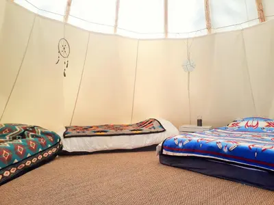 Plan de l'établissement Magnifique chalets en rondins avec SPA et Tipis en plaine Nature Environnement ressourçant au calme vue imprenable Lascaux SPA non disponible juillet et aout