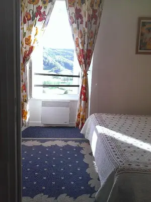 Un ou plusieurs lits dans un hébergement de l'établissement Auberge Hôtel de Tournemire - Cantal