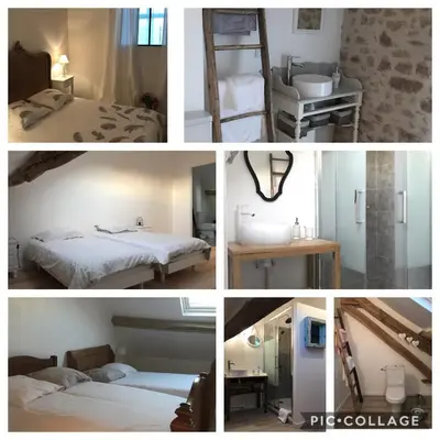 Un ou plusieurs lits dans un hébergement de l'établissement Gîte de charme Les Trois Chênes