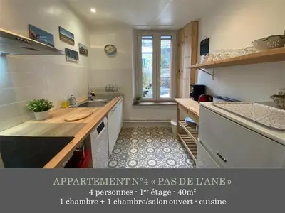 Cuisine ou kitchenette dans l'établissement La Maison des Familles 10 appartements