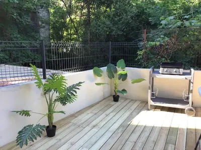 Balcon ou terrasse dans l'établissement Magnifique T4 avec terrasse à Saint-Nectaire - 8 pers