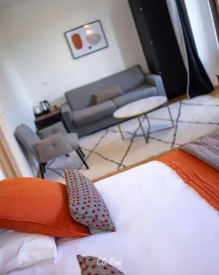 Coin salon dans l'établissement Hotel Beau Site - Rocamadour