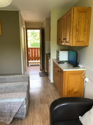 Cuisine ou kitchenette dans l'établissement RÉSID BEC DE L AIGLE Studio 22 - LE LIORAN