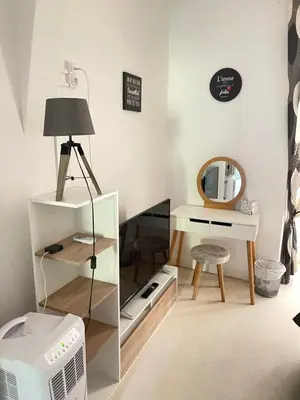 Télévision ou salle de divertissement dans l'établissement Vue du Château d'Excideuil en chambres