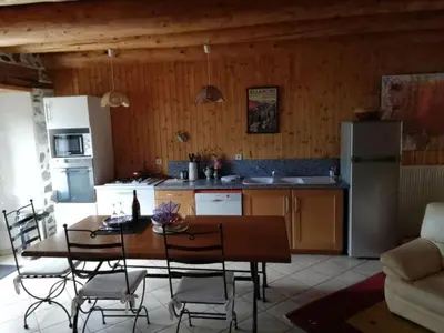 Cuisine ou kitchenette dans l'établissement Maison typique pleine de charme Peyrusse Cantal