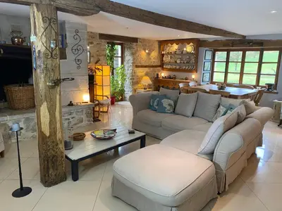 Coin salon dans l'établissement Dordogne Farmhouse