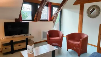 Télévision ou salle de divertissement dans l'établissement Gite 3étoiles Coconning dans une grange cantalienne - Cantal Emotions Valette Auvergne