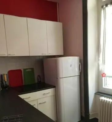 Cuisine ou kitchenette dans l'établissement Appartement cosy à La Bourboule, 40 m², casier à skis