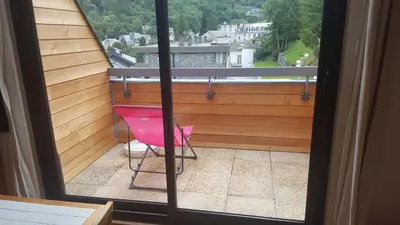 Balcon ou terrasse dans l'établissement appartement chaleureux avec terrasse ensoleillée 2 étoiles