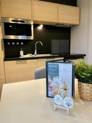 Cuisine ou kitchenette dans l'établissement Domaine les 2 Mondes
