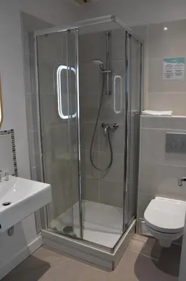Salle de bains dans l'établissement Hôtel Lodge du Lac Chambon