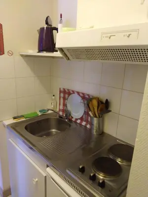 Cuisine ou kitchenette dans l'établissement Les Milles Gouttes Résidence La Feuillée