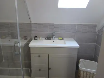 Salle de bains dans l'établissement La Ferme de la Chapelle-Saint-Jean