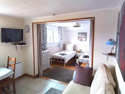 Télévision ou salle de divertissement dans l'établissement Le Terrier