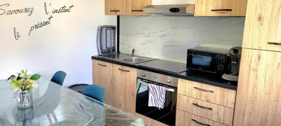 Cuisine ou kitchenette dans l'établissement Wifi Clim Garage Jardin BBQ Cosy House