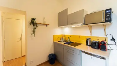 Cuisine ou kitchenette dans l'établissement Cosy Apparts Brive