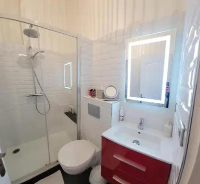 Salle de bains dans l'établissement Les hauts Brianço