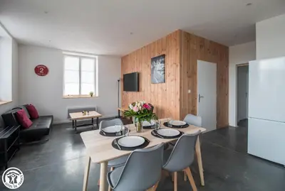 Cuisine ou kitchenette dans l'établissement Gîte de Granit ROSE