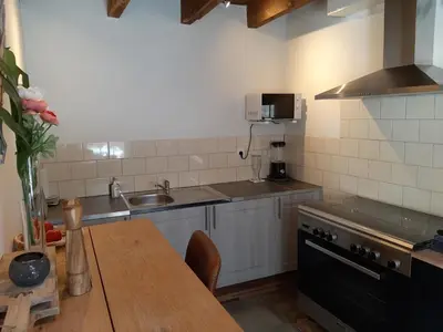Cuisine ou kitchenette dans l'établissement Luxe gîte met authentieke kamers in de Creuse, France