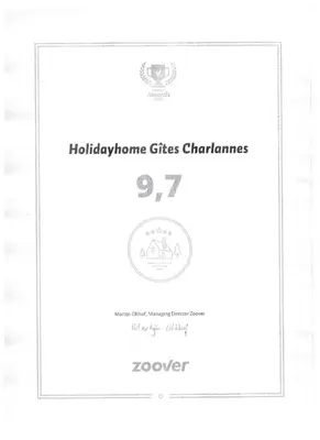 Certificat, récompense, panneau ou autre document affiché dans l'établissement Gite Four a Pain Charlannes
