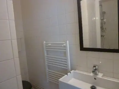 Salle de bains dans l'établissement Bel appartement T1 avec balcon en centre ville du Mont-Dore - FR-1-608-38