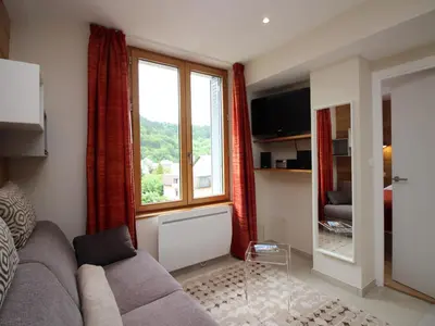 Télévision ou salle de divertissement dans l'établissement Mont-Dore : T2 confort avec parking privé, proche Thermes - FR-1-608-99