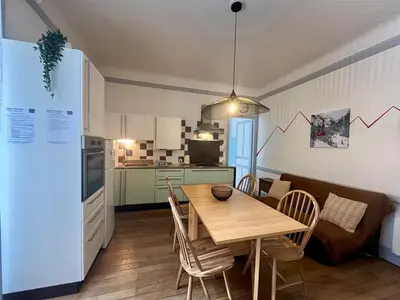 Cuisine ou kitchenette dans l'établissement Mont Dore : Charmant T2 au Calme avec WiFi - FR-1-608-104