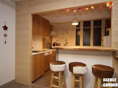 Cuisine ou kitchenette dans l'établissement Duplex T3 Hyper Centre Mont-Dore avec WiFi - FR-1-608-1