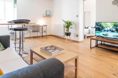 Télévision ou salle de divertissement dans l'établissement SOTHYS Design Apartment 7 min from Limoges