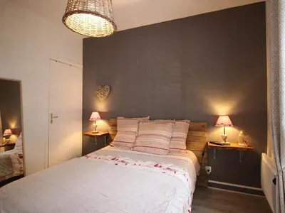 Un ou plusieurs lits dans un hébergement de l'établissement Mont-Dore Centre - Charmant T2 Bis avec WIFI - FR-1-608-47