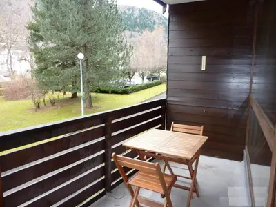Balcon ou terrasse dans l'établissement Charmant T2 Mont-Dore avec WiFi et Parking - FR-1-608-193