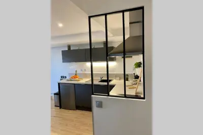 Cuisine ou kitchenette dans l'établissement Charmant T3 cœur de ville avec parking option repas