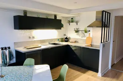 Cuisine ou kitchenette dans l'établissement Charmant T3 cœur de ville avec parking option repas