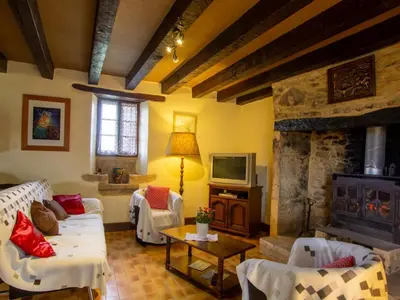 Coin salon dans l'établissement Maison de campagne avec cheminée, animaux acceptés, près de Sarlat - FR-1-616-31