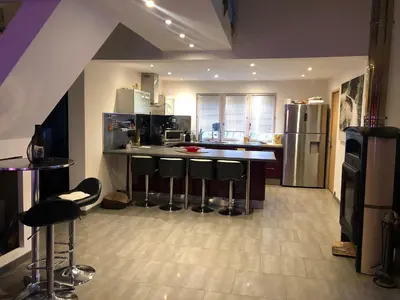 Cuisine ou kitchenette dans l'établissement Chambon-sur-Lac