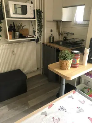 Cuisine ou kitchenette dans l'établissement Studio rénové résidence privé proche de toutes commodités et loisirs, Place parking inclus