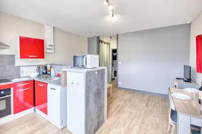 Cuisine ou kitchenette dans l'établissement Les gîtes du Gauliat