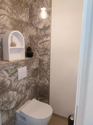 Salle de bains dans l'établissement Logis Hôtel Restaurant Cruzel